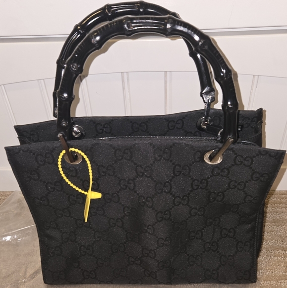 Gucci Bamboo Top Handle Tote – Black GG Canvas – Rare & Iconic - Picture 12 of 12